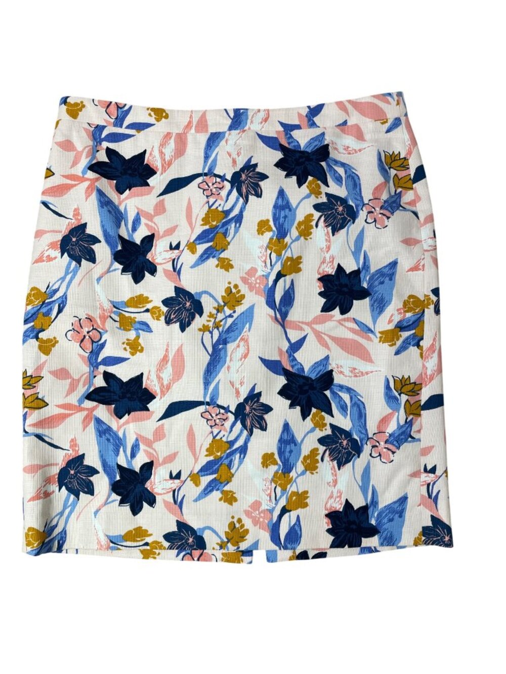 J. Crew Factory Basketweave Floral Lily Pencil Skirt Sz 14 Cotton